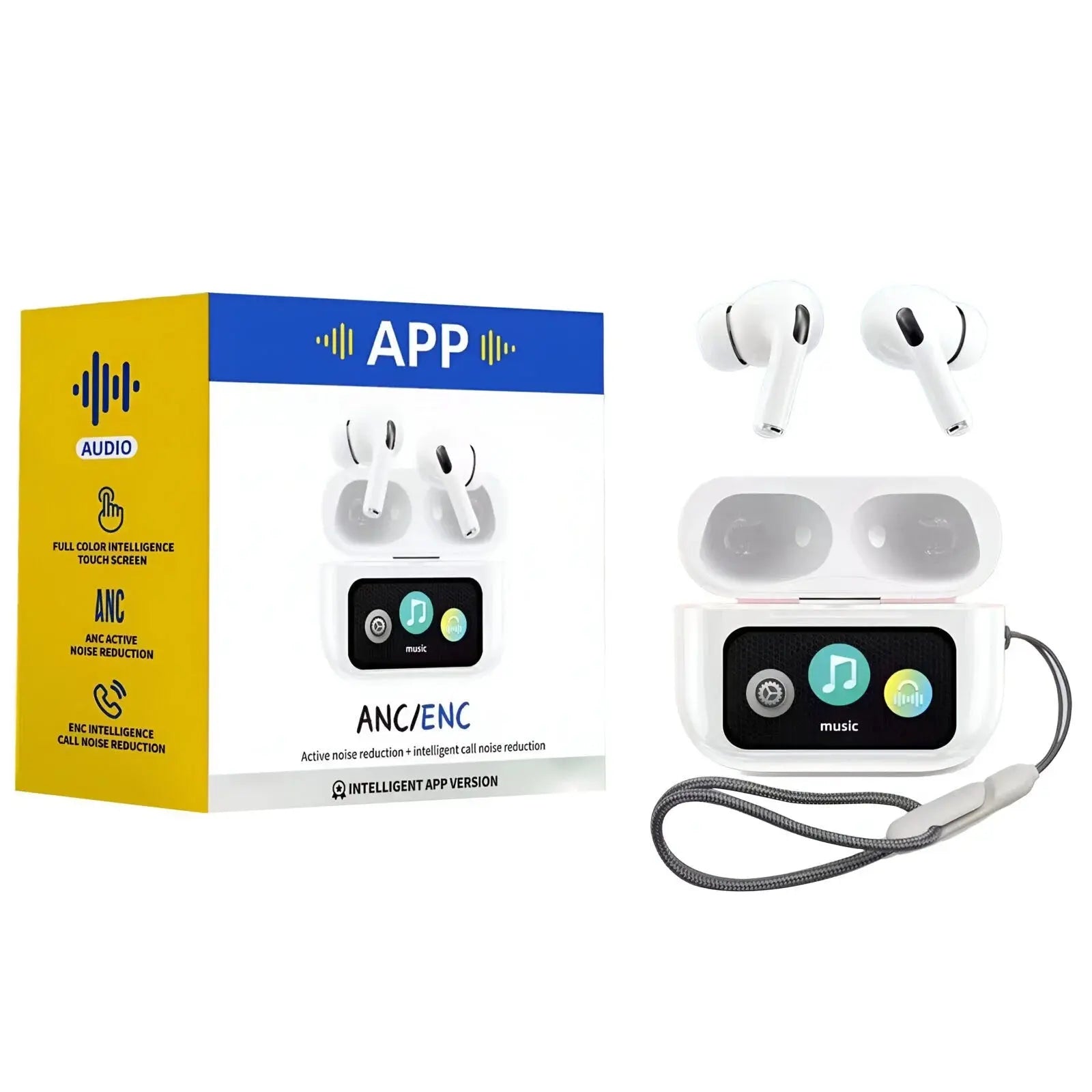 A9 Pro Wireless Earbuds – ANC/ENC, Touch Control, BT 5.4, Zwsvibe App – White | Best Price in Pakistan | Techcooked.pk