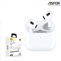 ASPOR A615 AirPods 3 HIFI Surround Sound Bluetooth 5.1 Wireless Charging | Best Price in Pakistan | Techcooked.pk