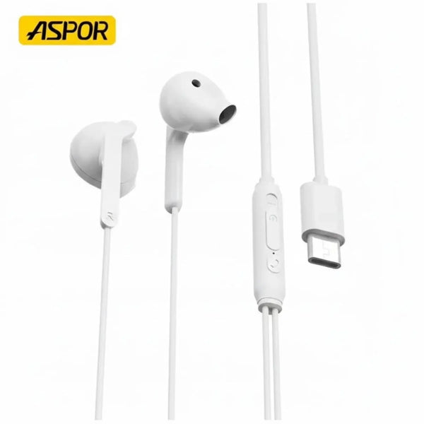 Aspor A221 Type-C Stereo Wired Earphone Full Compatibility | Price in Pakistan | Techcooked.pk
