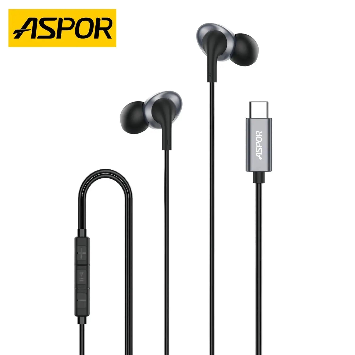 Aspor A250 Type-C Handfree Dynamic Wired Earphone HiFi Sound | Price in Pakistan | Techcooked.pk