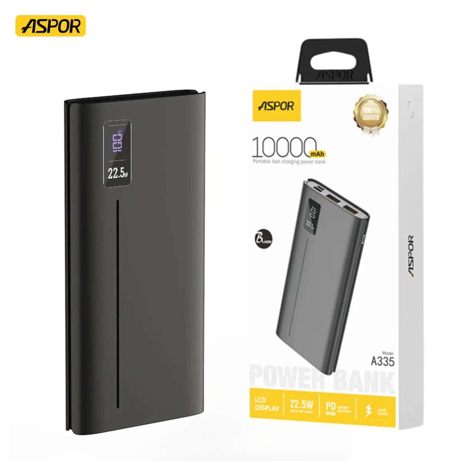 Aspor A335 10000mAh 22.5W PD + QC 3.0 LCD Display Power Bank | Price in Pakistan | Techcooked.pk
