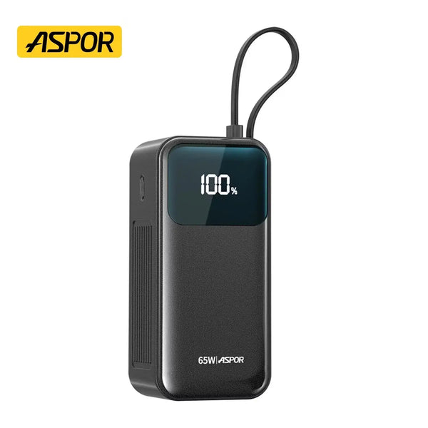 Aspor A362 20000mAh 65W Power Bank with Built-in Cables | Best Price in Pakistan | Techcooked.pk