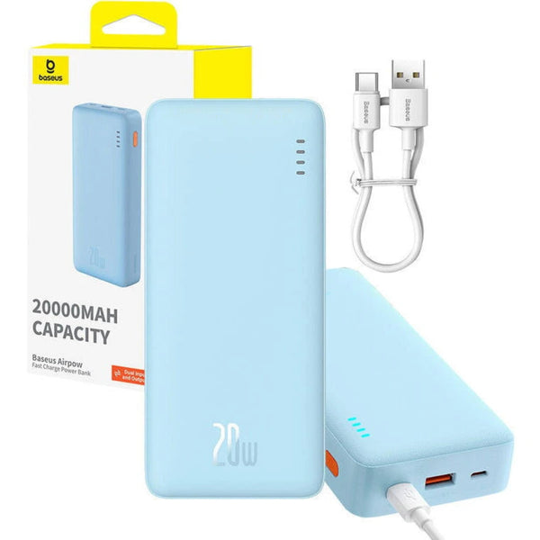 Baseus Airpow Fast Charge Power Bank 20000mAh 20W Galaxy Blue (With Simple Series Universal USB to Type-C 50cm Cable) — Best Price in Pakistan | Techcooked.pk