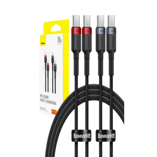 Baseus Cafule USB-C to USB-C 100W Charging Cable 1m (2pcs) – Best Price in Pakistan | Techcooked.pk