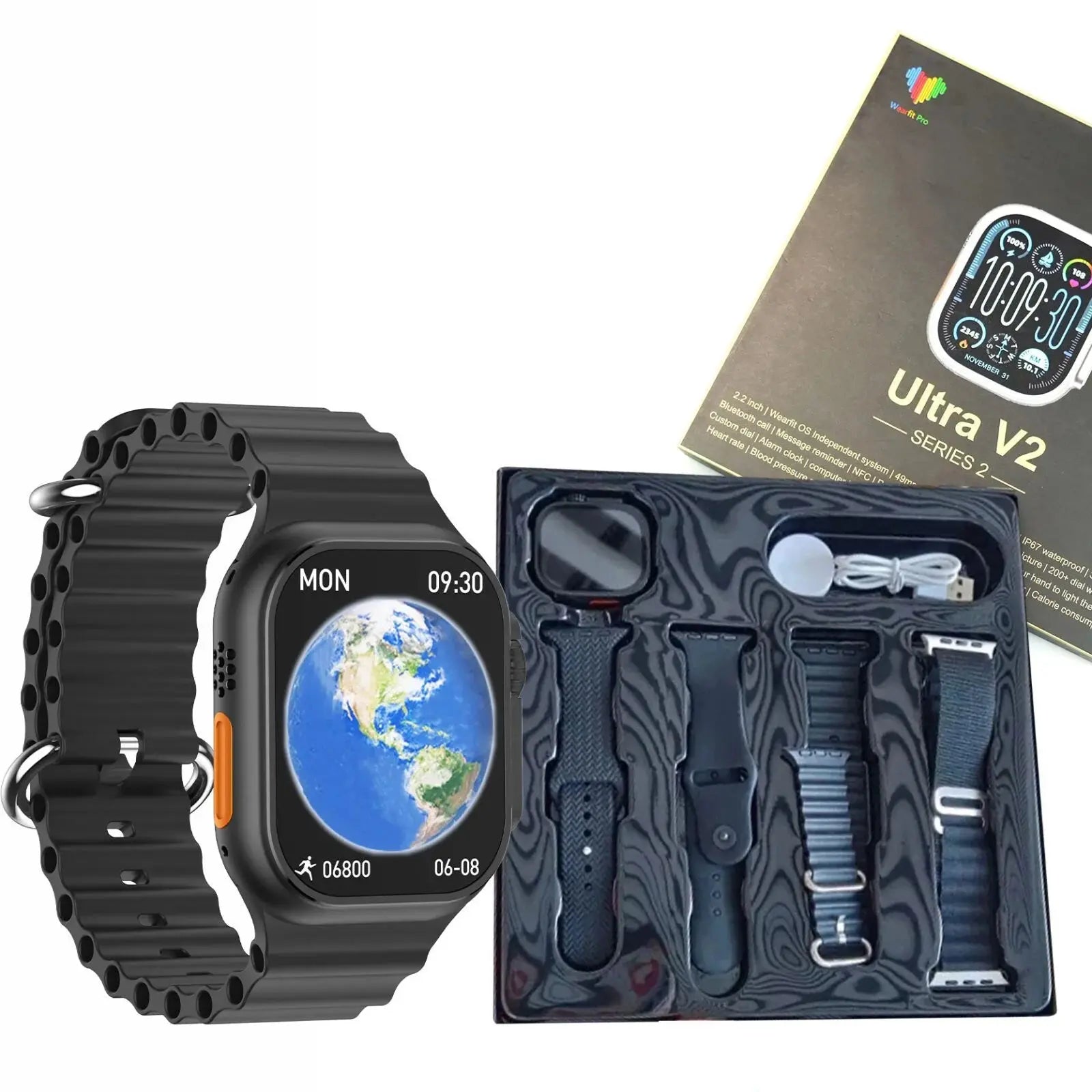 ULTRA V2 New Fashion 2.2” Large Screen Smart Watch – 4 Straps, WearFit Pro App | Best Price in Pakistan | Techcooked.pk Techcooked.pk