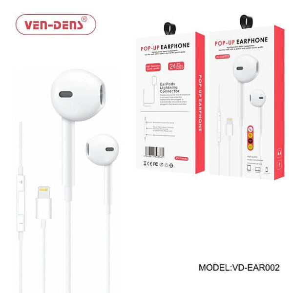 Ven Dens VD-EAR002 Pop-Up Lightning Earphone&nbsp; High-Quality Audio - Best Price in Pakistan - Techcooked.pk