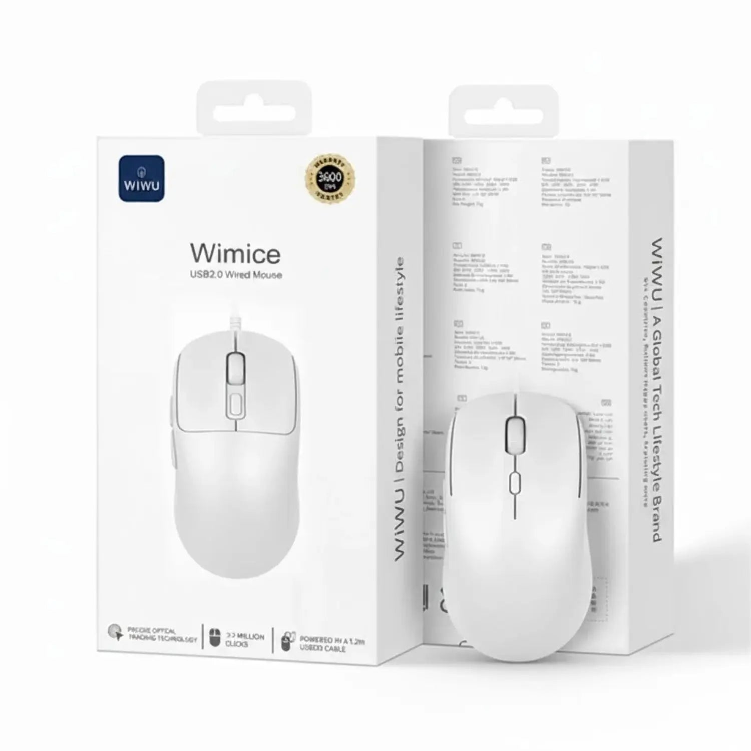 WIWU WM111 White Wired Office Mouse 6-Button Layout for Enhanced Productivity – Best Price in Pakistan | Techcooked.pk