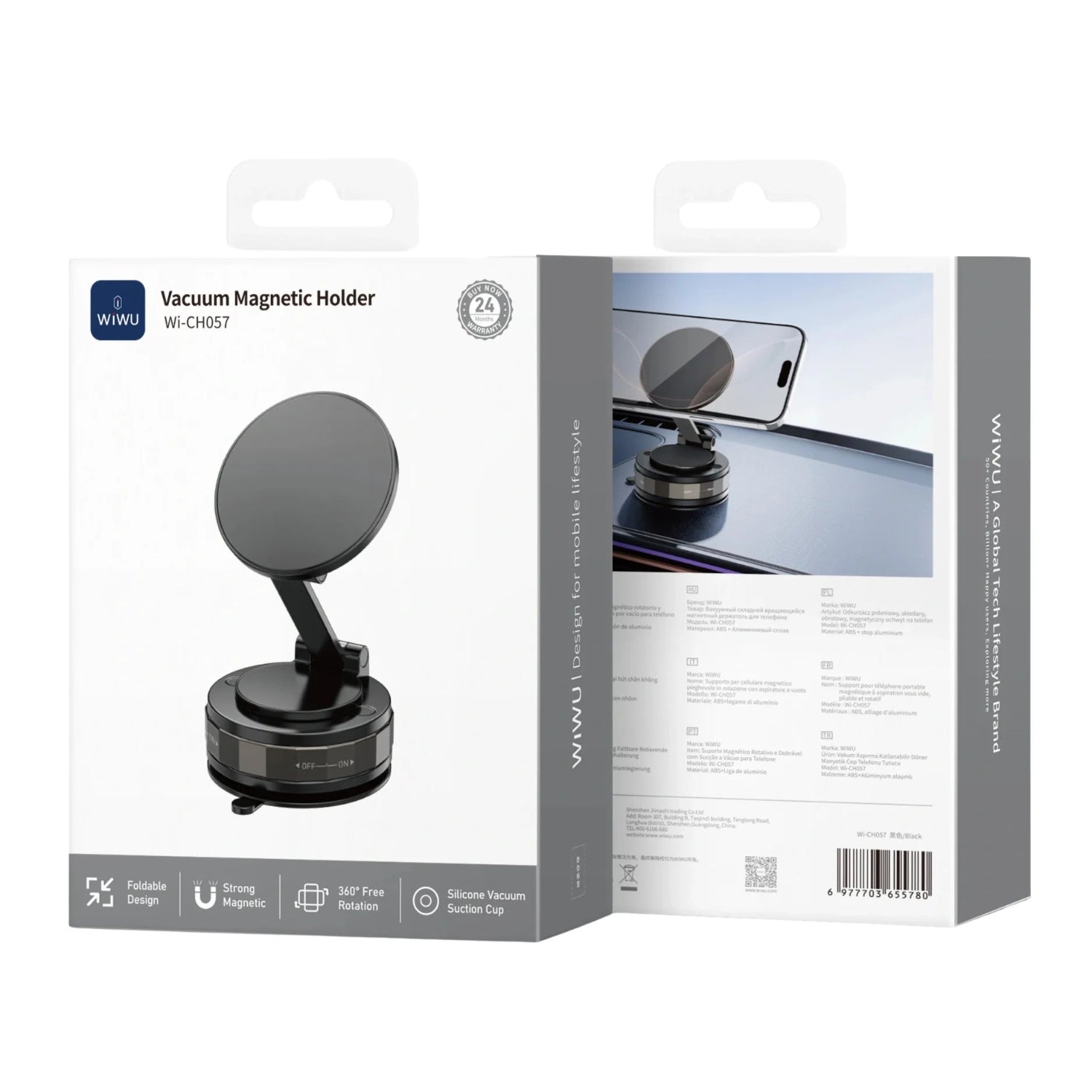 WIWU Wi-CH057 Vacuum Suction Foldable Rotating Magnetic Phone Holder - Best Price in Pakistan - Techcooked.pk