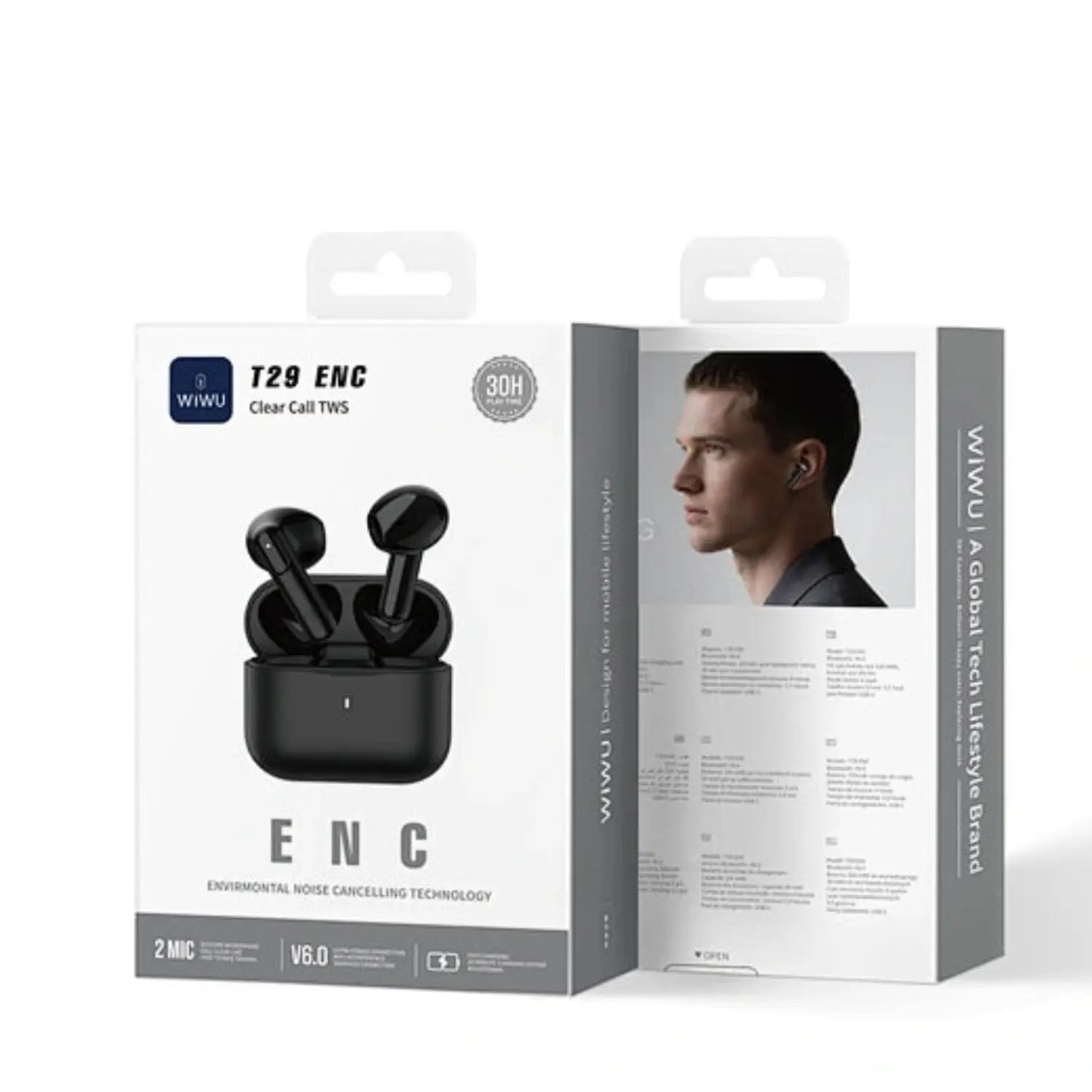 WiWU T29 ENC Half In-Ear Dual Mic ENC TWS with HD Sound &amp; All-Day Comfort – Best Price in Pakistan | Techcooked.pk
